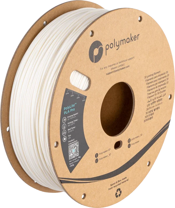 فیلامنت PolyLite PLA Pro برند Polymaker رنگ سفید