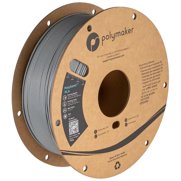 فیلامنت PolySonic PLA برند Polymaker رنگ خاکستری